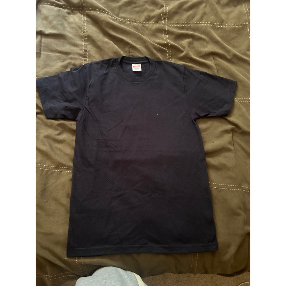 Supreme Blank T-Shirt Navy Blue Small Made in USA 100% Cotton Crew Neck Tee